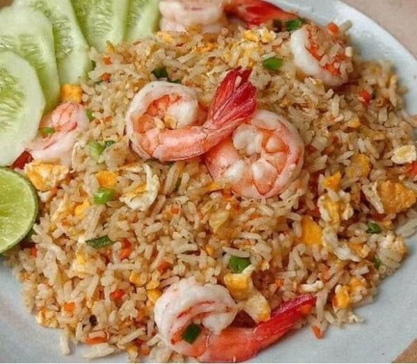 19C. Stegte ris med rejer